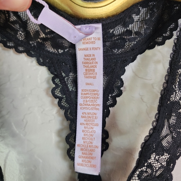 Savage X Fenty Black Lace Thong Size Small - Picture 3 of 6